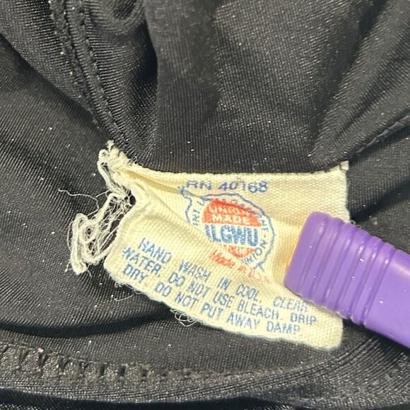 Vtg ILGWU Mainstream One Piece Swimsuit Size 14 High Cut Bows Retro USA 80s - Picture 8 of 13